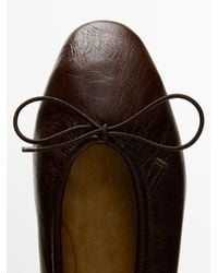 MASSIMO DUTTI - Gathered Ballet Flats With Bow - Lyst