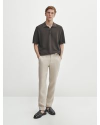 MASSIMO DUTTI - Short Sleeve Textured Knit Polo Shirt - Lyst