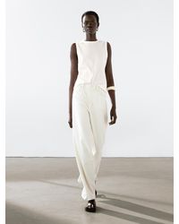MASSIMO DUTTI - Sleeveless 100% Cotton T-Shirt - Lyst