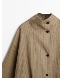 MASSIMO DUTTI - Striped Linen Blend Bomber Jacket - Lyst