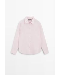 MASSIMO DUTTI - Soepelvallend 100% Linnen Overhemd - Lyst