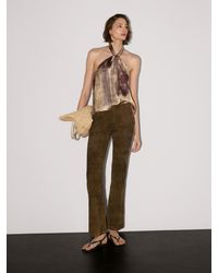 MASSIMO DUTTI - Pantalon Flare En Cuir Finition Daim - Lyst