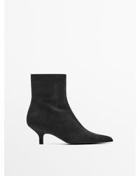 MASSIMO DUTTI - Splitsuède Enkellaars Met Hoge Hak - Lyst