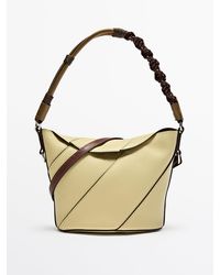 MASSIMO DUTTI - Nappa Leather Crossbody Bag With Woven Strap - Lyst