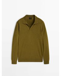 MASSIMO DUTTI - Wool Blend Knit Polo Sweater - Lyst