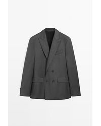 MASSIMO DUTTI - Double-Breasted Blazer Van 100% Koudwol - Lyst