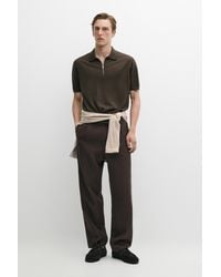 MASSIMO DUTTI - Wool Blend Zip-Detail Polo Shirt - Lyst
