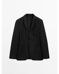 MASSIMO DUTTI - 100% Linnen Kostuumblazer - Lyst