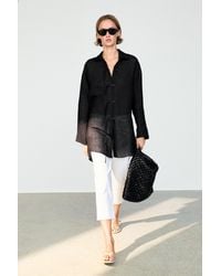 MASSIMO DUTTI - Striped Linen Blend Oversize Blouse With Button Detail - Lyst
