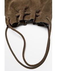 MASSIMO DUTTI - Gathered Split Suede Leather Bag - Lyst