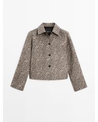 MASSIMO DUTTI - Korte Jas Van Wolmix Met Dierenprint - Lyst