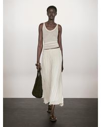 MASSIMO DUTTI - Falda Midi Vuelo Plisada - Lyst