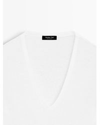 MASSIMO DUTTI - Linen V-Neck T-Shirt - Lyst
