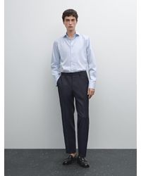 MASSIMO DUTTI - Slim-Fit-Hemd Aus Serge Und Baumwolle Mit Streifen - Lyst