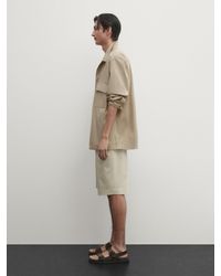 MASSIMO DUTTI - Cotton And Linen Blend Bermuda Shorts -Studio - Sand - 38 - Lyst