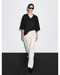 MASSIMO DUTTI - Jersey Punto Cuello Pico Mezcla Lana - Lyst
