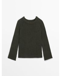 MASSIMO DUTTI - Cotton Blend Knit Sweater With Crew Neck - Lyst