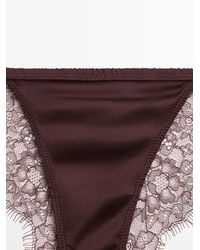 MASSIMO DUTTI - Silk Briefs With Lace Detail - Lyst