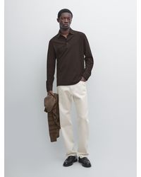 MASSIMO DUTTI - Polo Texturé En Piqué À Manches Longues - Lyst