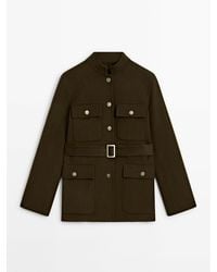 MASSIMO DUTTI - Wool Blend Jacket With Pockets And Buttons - Lyst