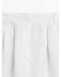 MASSIMO DUTTI - 100% Linen Short Bermuda Shorts With Pleats - Lyst