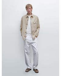 MASSIMO DUTTI - Giacca Camicia Con Tasca 100% Cotone - Lyst
