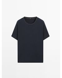 MASSIMO DUTTI - T-Shirt Met Korte Mouw En Contrasterend Sierstiksel - Lyst