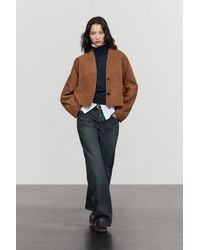 MASSIMO DUTTI - Suede V-Neck Balloon Jacket - Lyst