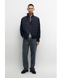 MASSIMO DUTTI - Mixed Fabric High Neck Cardigan - Lyst