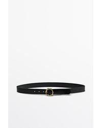 MASSIMO DUTTI - Nappa Leather Belt With Round Buckle - Lyst