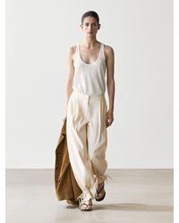 MASSIMO DUTTI - Flowing Barrel Fit Trousers - Lyst
