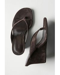 MASSIMO DUTTI - Split Leather High-Heel Wedge Sandals - Lyst
