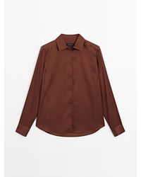 MASSIMO DUTTI - Soepelvallend Satijnen Overhemd - Lyst