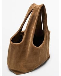 MASSIMO DUTTI - Medium Split Suede Leather Shopper Bag - Lyst
