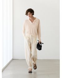 MASSIMO DUTTI - Pull Fin En Lin À Col Polo - Lyst