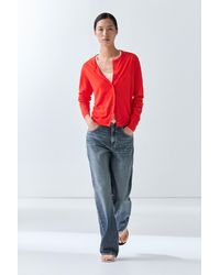 MASSIMO DUTTI - Fine-Knit Round Neck Cardigan - Lyst
