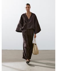 MASSIMO DUTTI - Kimono Cache-Cœur En Lin Mélangé - Lyst