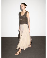 MASSIMO DUTTI - Weitschwingender Midirock Aus Leinenmischgewebe - Lyst