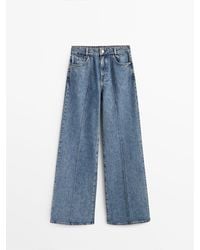 MASSIMO DUTTI Denim High-waist Vintage-wash Jeans in Blue - Lyst