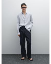 MASSIMO DUTTI - Gestreiftes Slim-Fit-Hemd Aus Reinem Leinen - Lyst