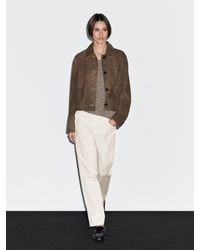 MASSIMO DUTTI - Kurze Jacke Aus Wildleder Mit Taschen - Lyst