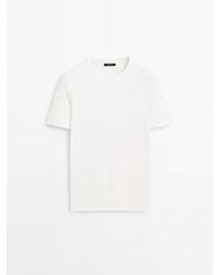 MASSIMO DUTTI - 100% T-Shirt Van Gemerceriseerde Katoen - Lyst