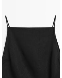 MASSIMO DUTTI - Linen Blend Midi Dress With Draped Detail - Lyst