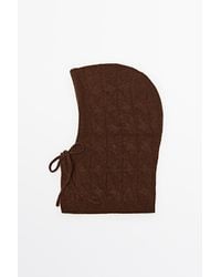 MASSIMO DUTTI - Cable-Knit Wool Blend Balaclava With Drawstring - Lyst