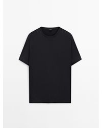 MASSIMO DUTTI - 100% T-Shirt Van Gemerceriseerde Katoen - Lyst