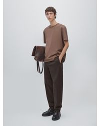 MASSIMO DUTTI - Short Sleeve Cotton Blend T-Shirt - Lyst