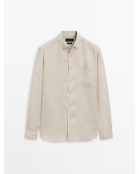 MASSIMO DUTTI - 100% Linen Shirt With Pocket - Lyst