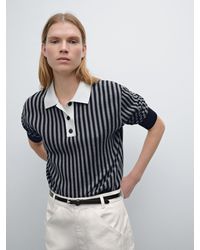 MASSIMO DUTTI - Maglia A Righe Con Collo A Polo - Lyst