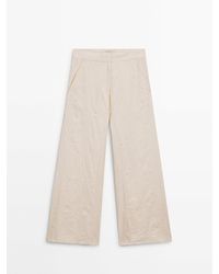 MASSIMO DUTTI - Creased-Effect Palazzo Trousers - Lyst