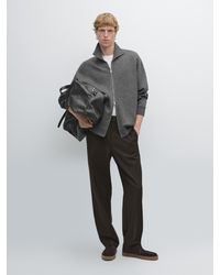 MASSIMO DUTTI - Cotton And Wool Blend Zip-Up Cardigan - Lyst